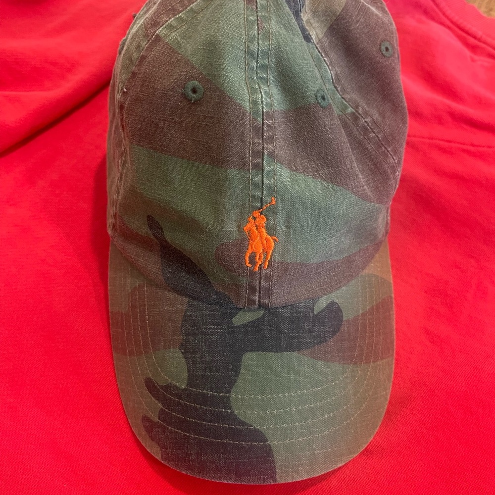 Polo by Ralph Lauren Camouflage Cap with Orange Logo